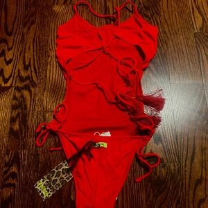 Red women  One Piece Swimsuit
